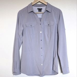 Exofficio Women's Travel Shirt Gray Sz Medium button-up adventurecore gorpcore